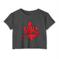 Red Devil 'SLUT' Graphic Women's Festival Crop Tee (Edgy Party/Festival Shirt)
