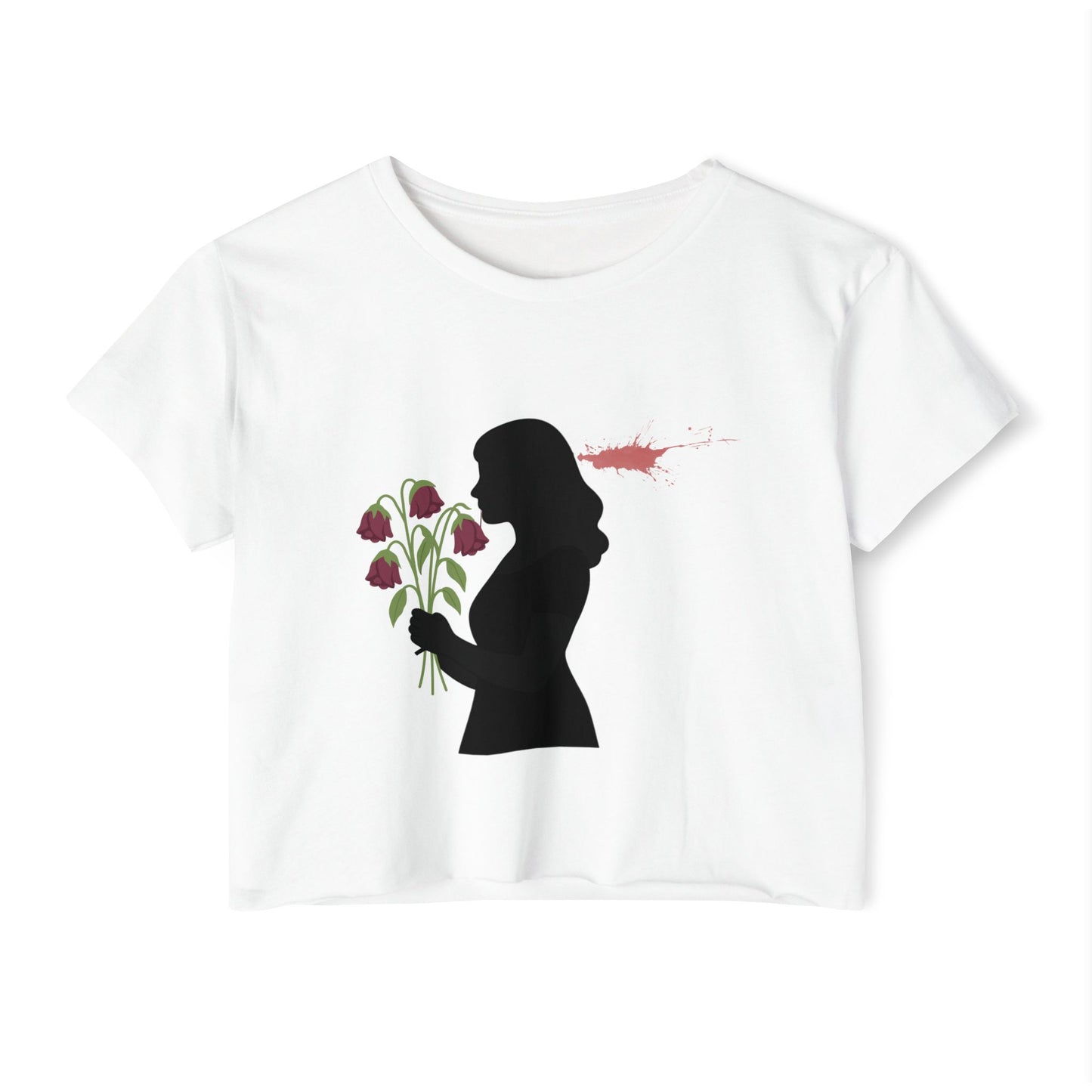 Totally Wonderful Day Crop Top — Silhouette Woman with Flowers Festival Tee
