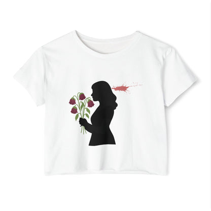 Totally Wonderful Day Crop Top — Silhouette Woman with Flowers Festival Tee