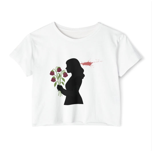 Totally Wonderful Day Crop Top — Silhouette Woman with Flowers Festival Tee