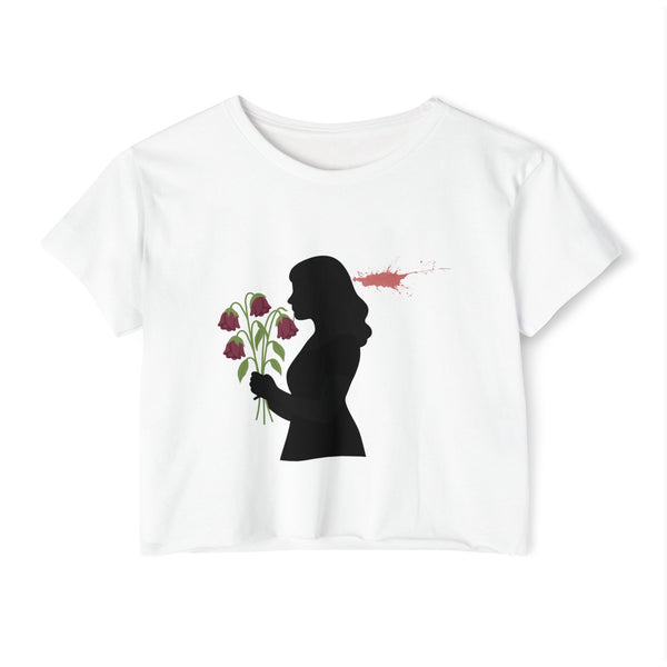 Totally Wonderful Day Crop Top — Silhouette Woman with Flowers Festival Tee