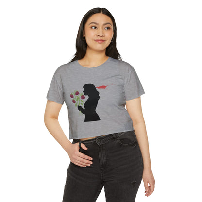 Totally Wonderful Day Crop Top — Silhouette Woman with Flowers Festival Tee