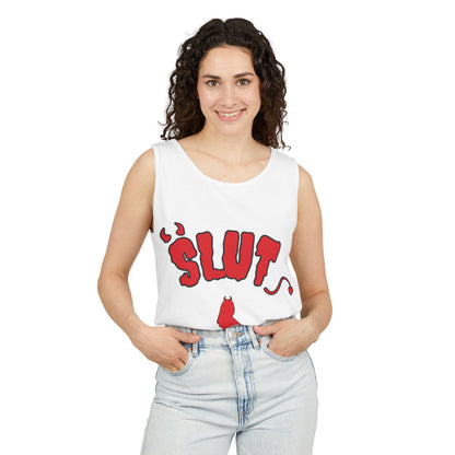 Red Devil 'SLUT' Unisex Garment-Dyed Tank Top