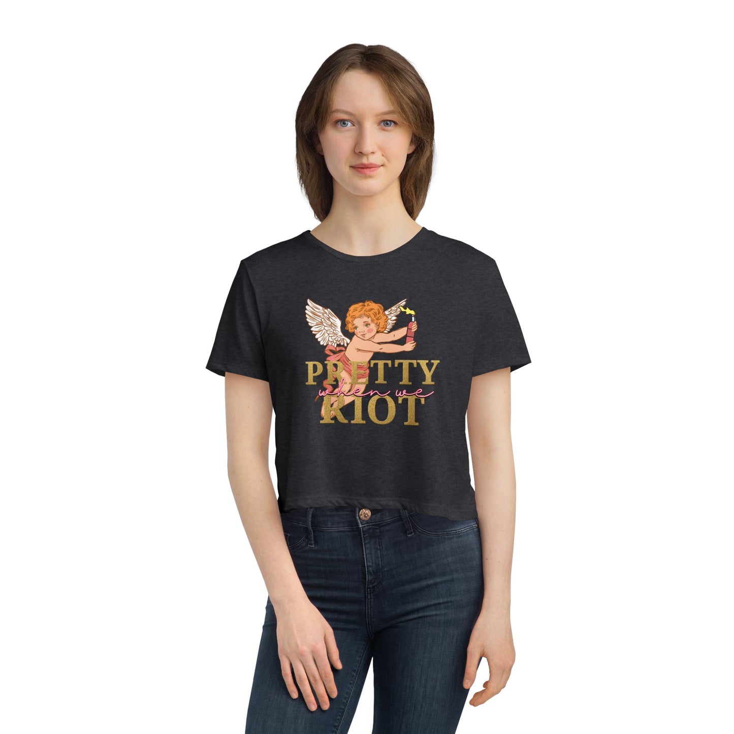 Pretty When We Riot Flowy Cropped Tee