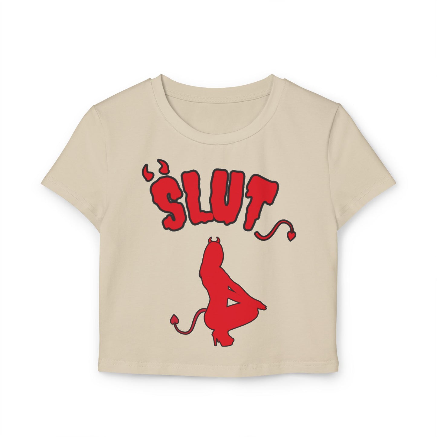 Red Devil 'SLUT' Graphic Women's Baby Tee