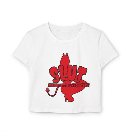 Red Devil 'SLUT' Graphic Women's Baby Tee