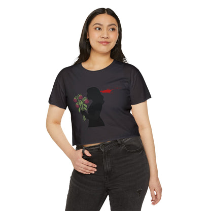 Totally Wonderful Day Crop Top — Silhouette Woman with Flowers Festival Tee