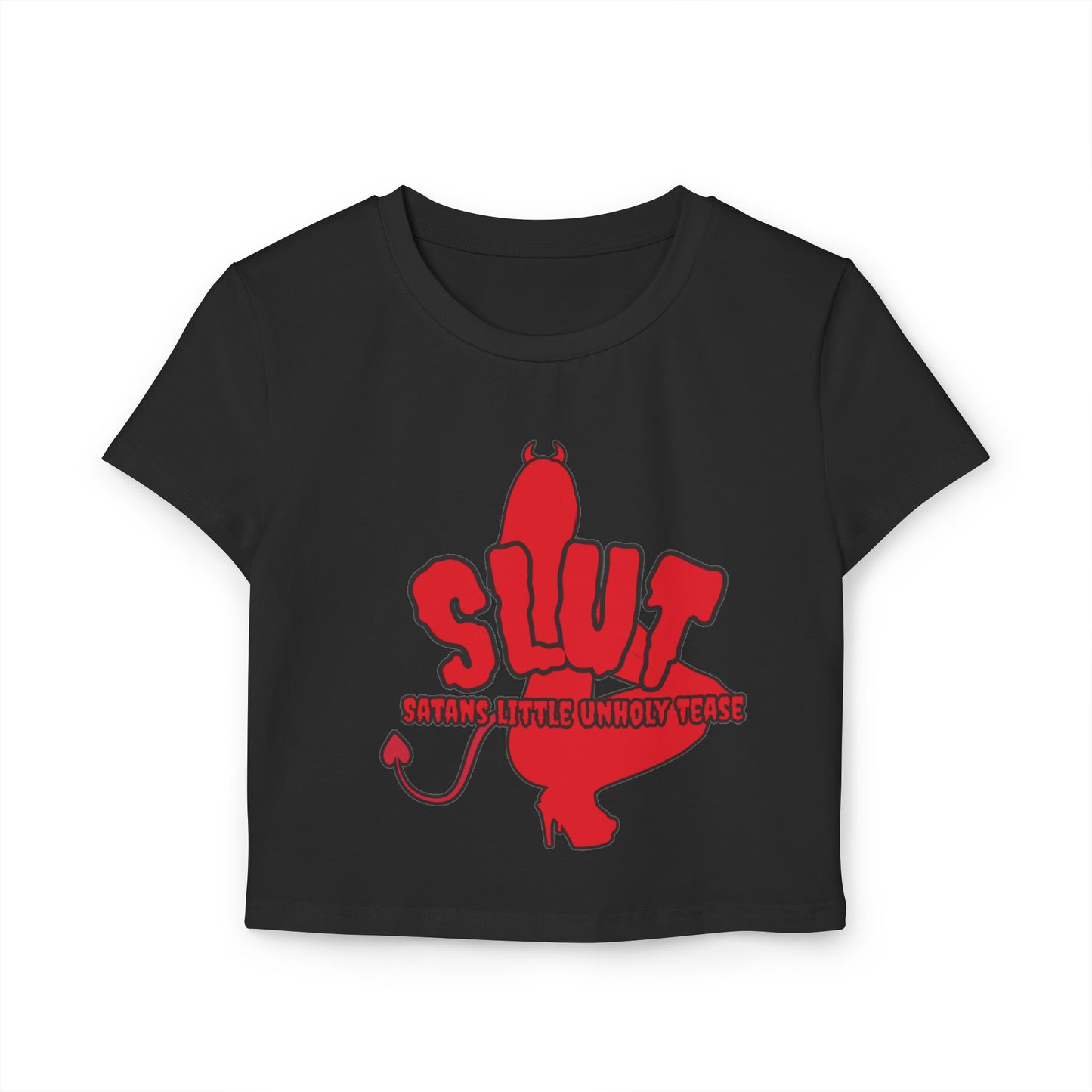 Red Devil 'SLUT' Graphic Women's Baby Tee