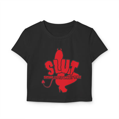 Red Devil 'SLUT' Graphic Women's Baby Tee