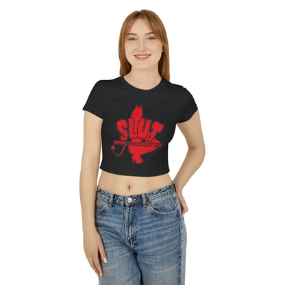 Red Devil 'SLUT' Graphic Women's Baby Tee