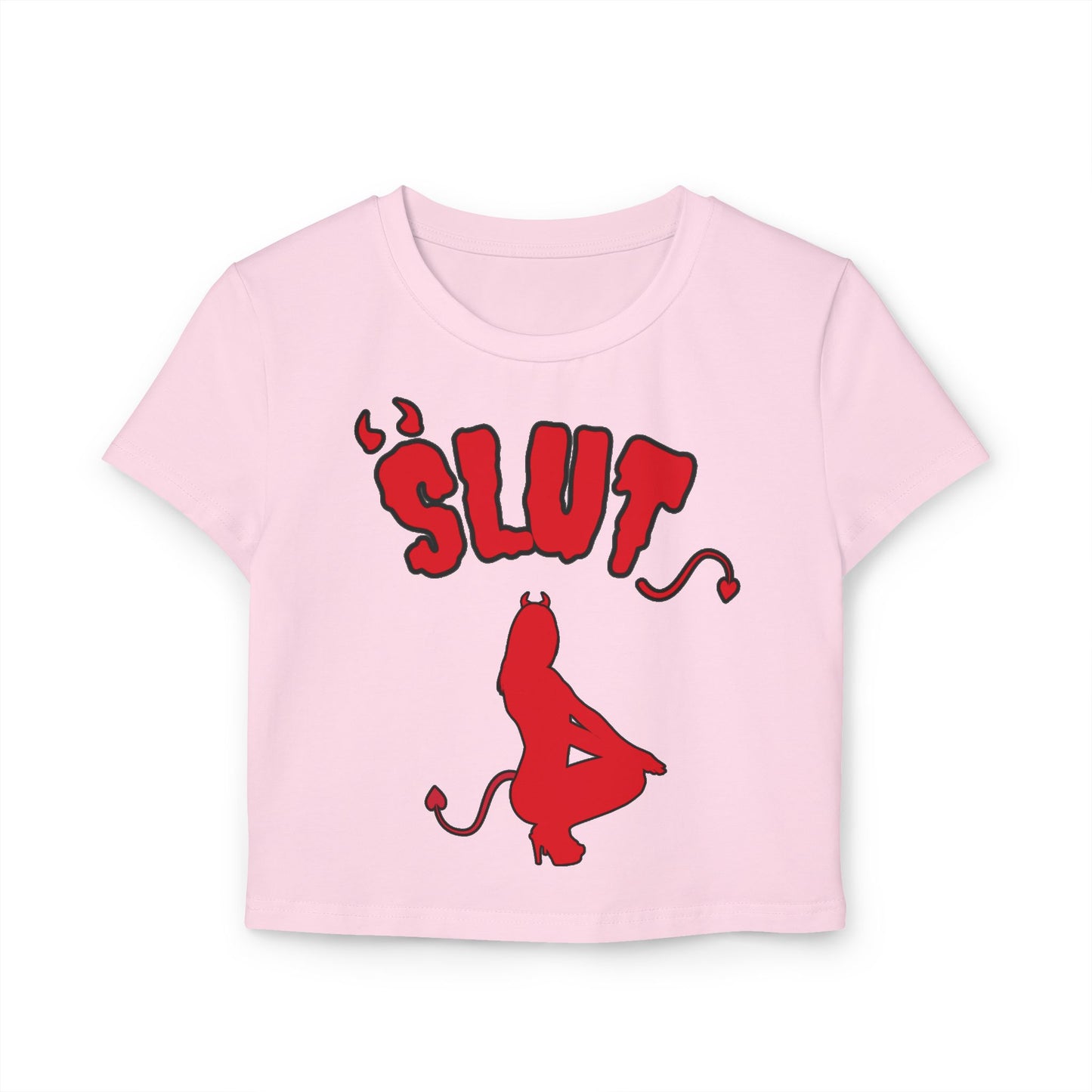 Red Devil 'SLUT' Graphic Women's Baby Tee
