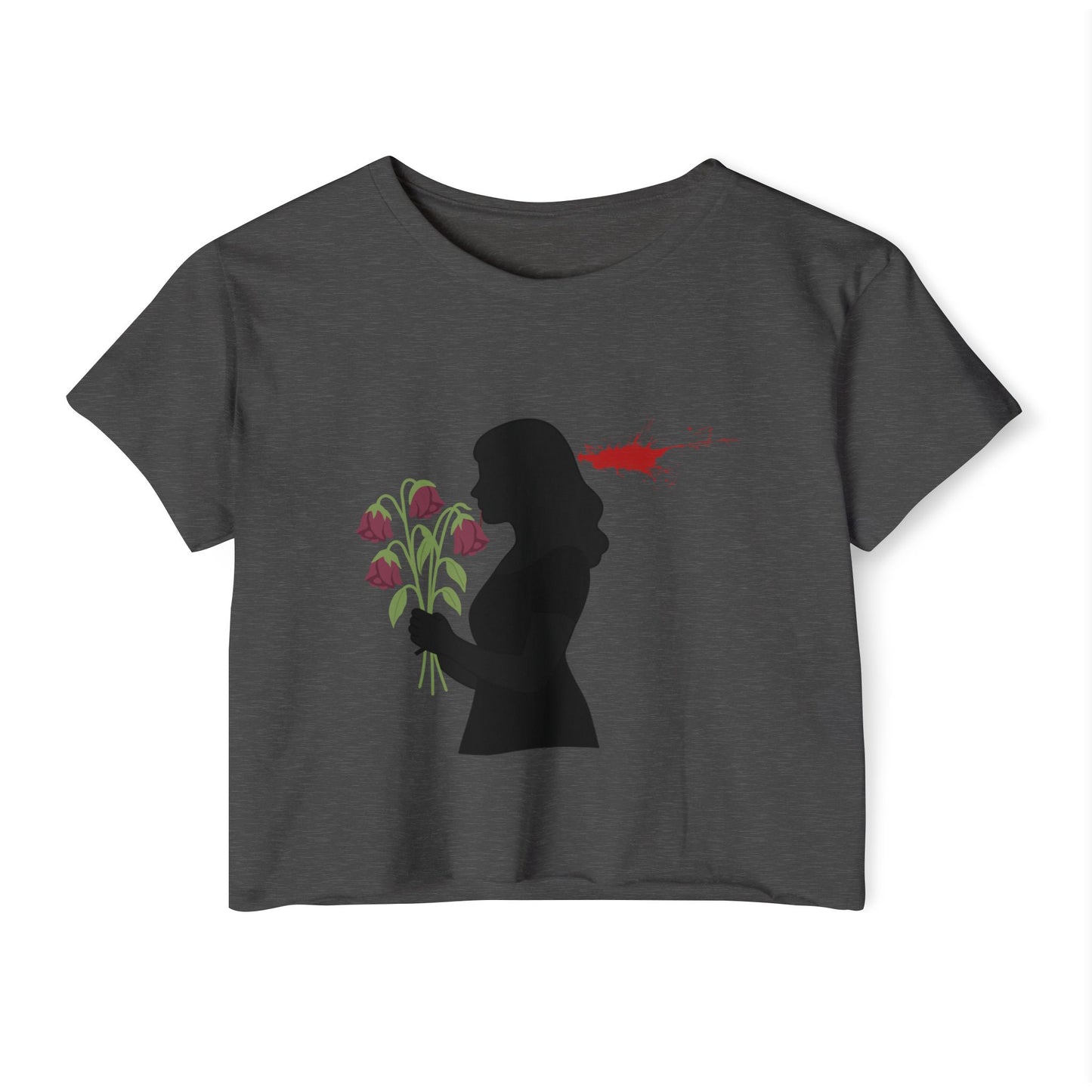 Totally Wonderful Day Crop Top — Silhouette Woman with Flowers Festival Tee