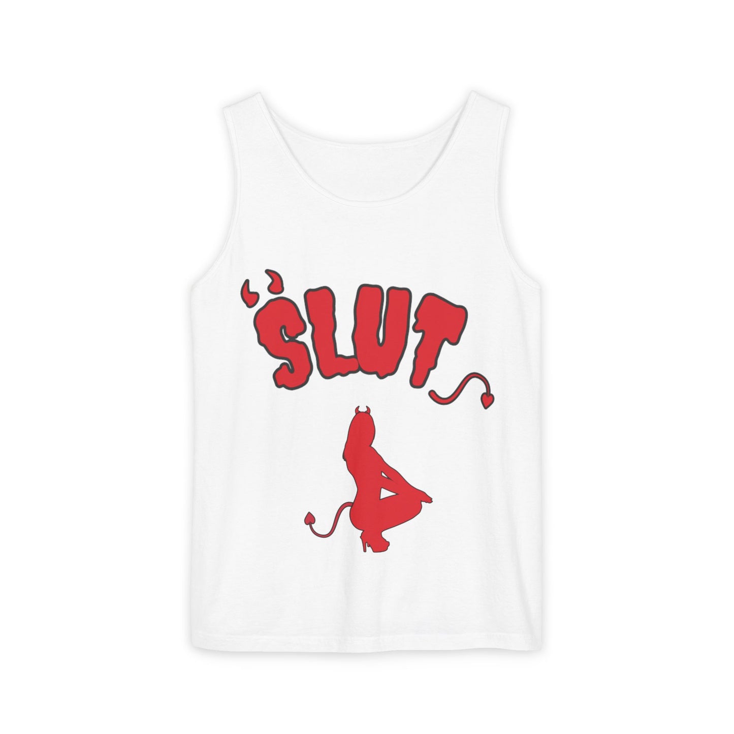 Red Devil 'SLUT' Unisex Garment-Dyed Tank Top