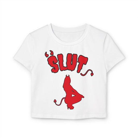 Red Devil 'SLUT' Graphic Women's Baby Tee