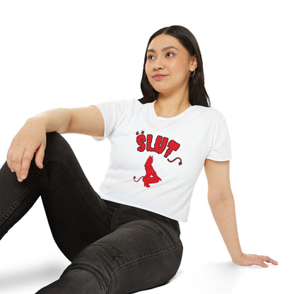 Red Devil 'SLUT' Graphic Women's Festival Crop Tee