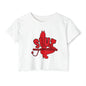 Red Devil 'SLUT' Graphic Women's Festival Crop Tee (Edgy Party/Festival Shirt)