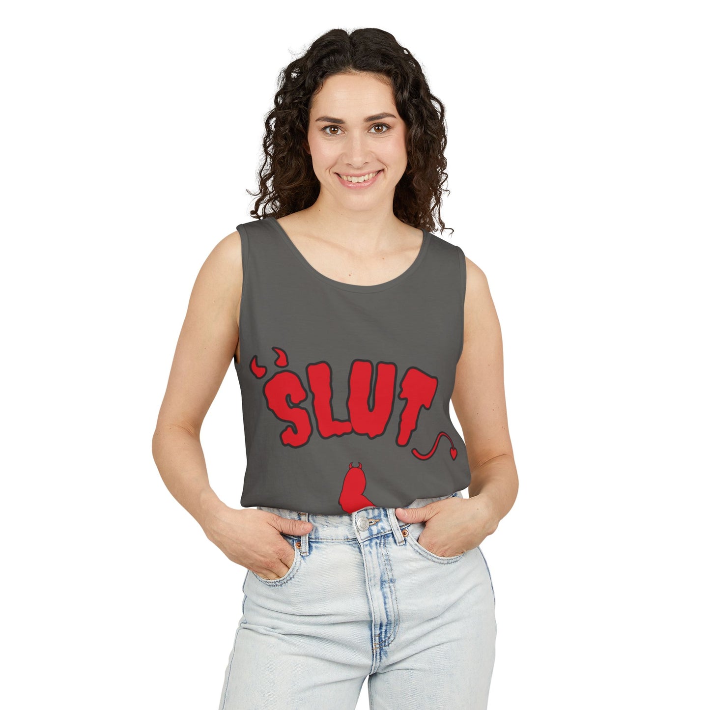 Red Devil 'SLUT' Unisex Garment-Dyed Tank Top