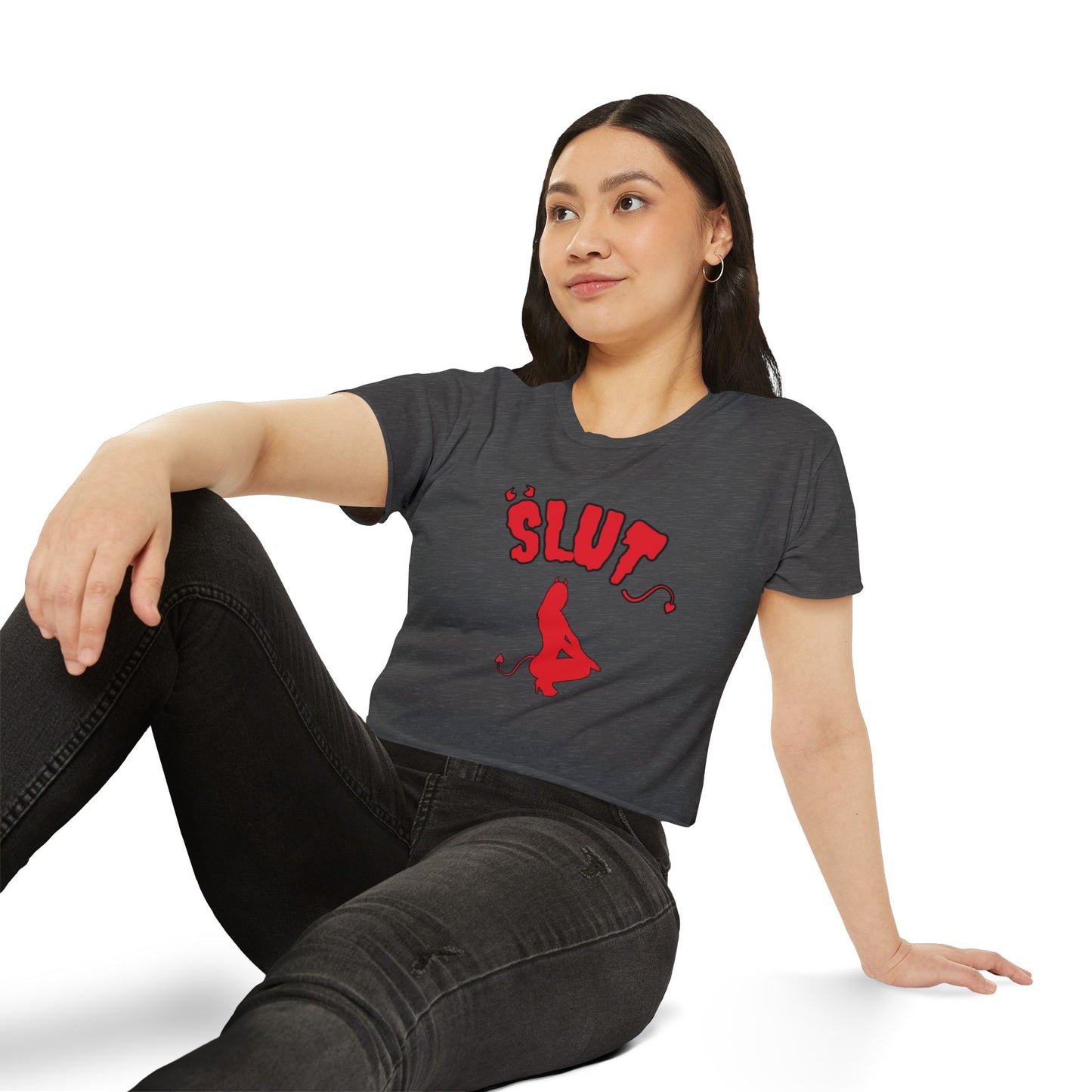 Red Devil 'SLUT' Graphic Women's Festival Crop Tee