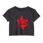 Red Devil 'SLUT' Graphic Women's Festival Crop Tee (Edgy Party/Festival Shirt)
