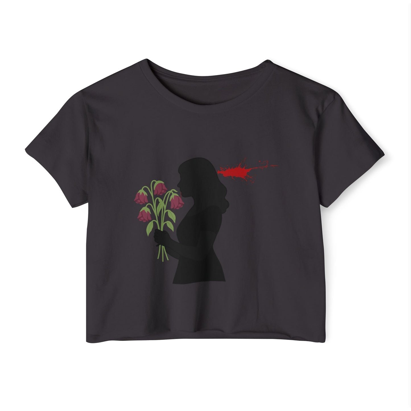 Totally Wonderful Day Crop Top — Silhouette Woman with Flowers Festival Tee