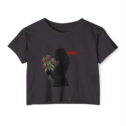 Totally Wonderful Day Crop Top — Silhouette Woman with Flowers Festival Tee