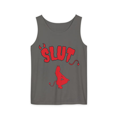 Red Devil 'SLUT' Unisex Garment-Dyed Tank Top
