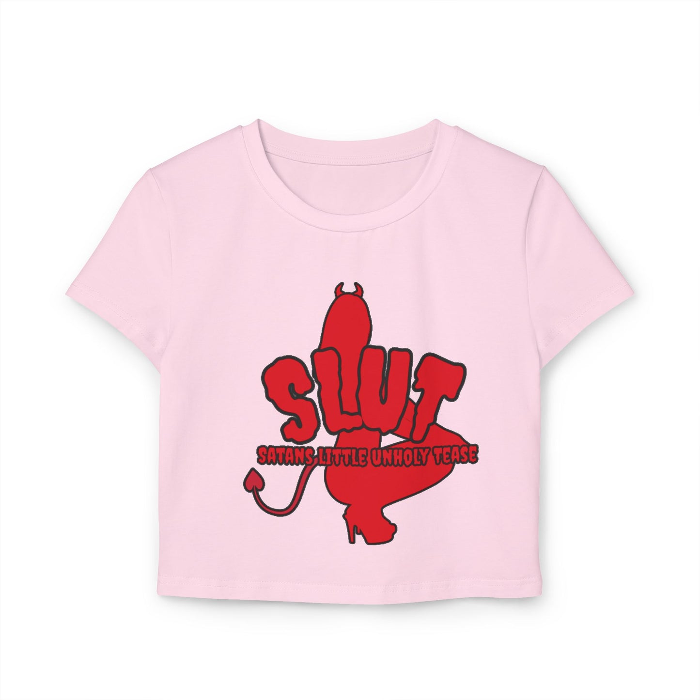 Red Devil 'SLUT' Graphic Women's Baby Tee
