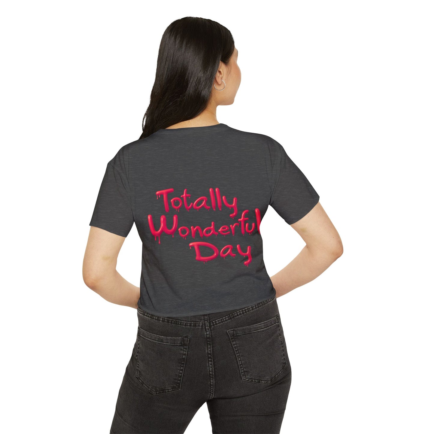 Totally Wonderful Day Crop Top — Silhouette Woman with Flowers Festival Tee