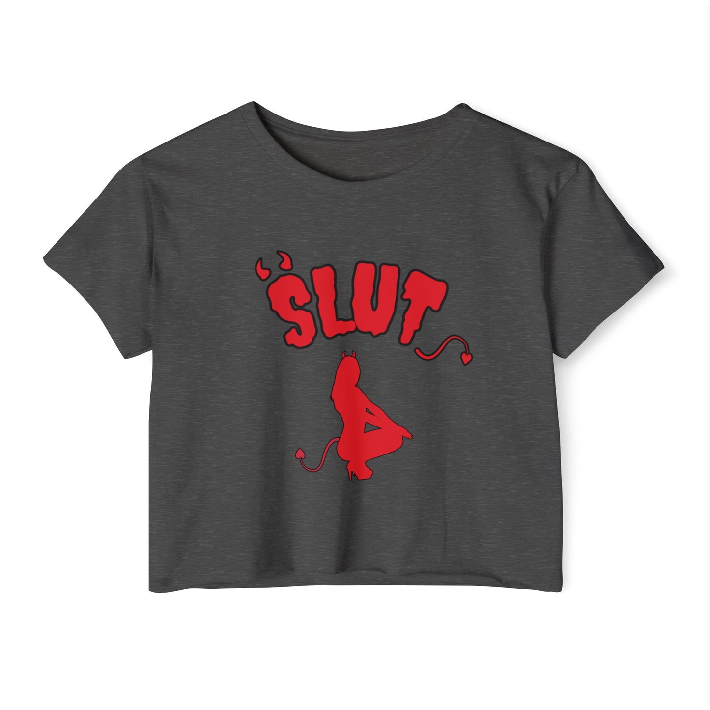 Red Devil 'SLUT' Graphic Women's Festival Crop Tee