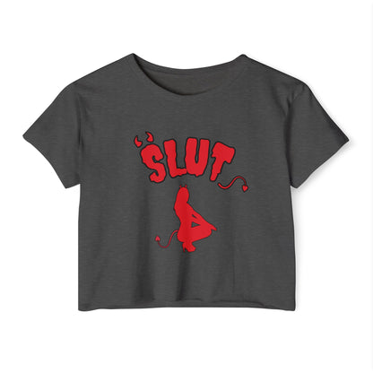 Red Devil 'SLUT' Graphic Women's Festival Crop Tee