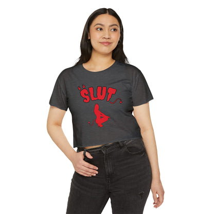 Red Devil 'SLUT' Graphic Women's Festival Crop Tee