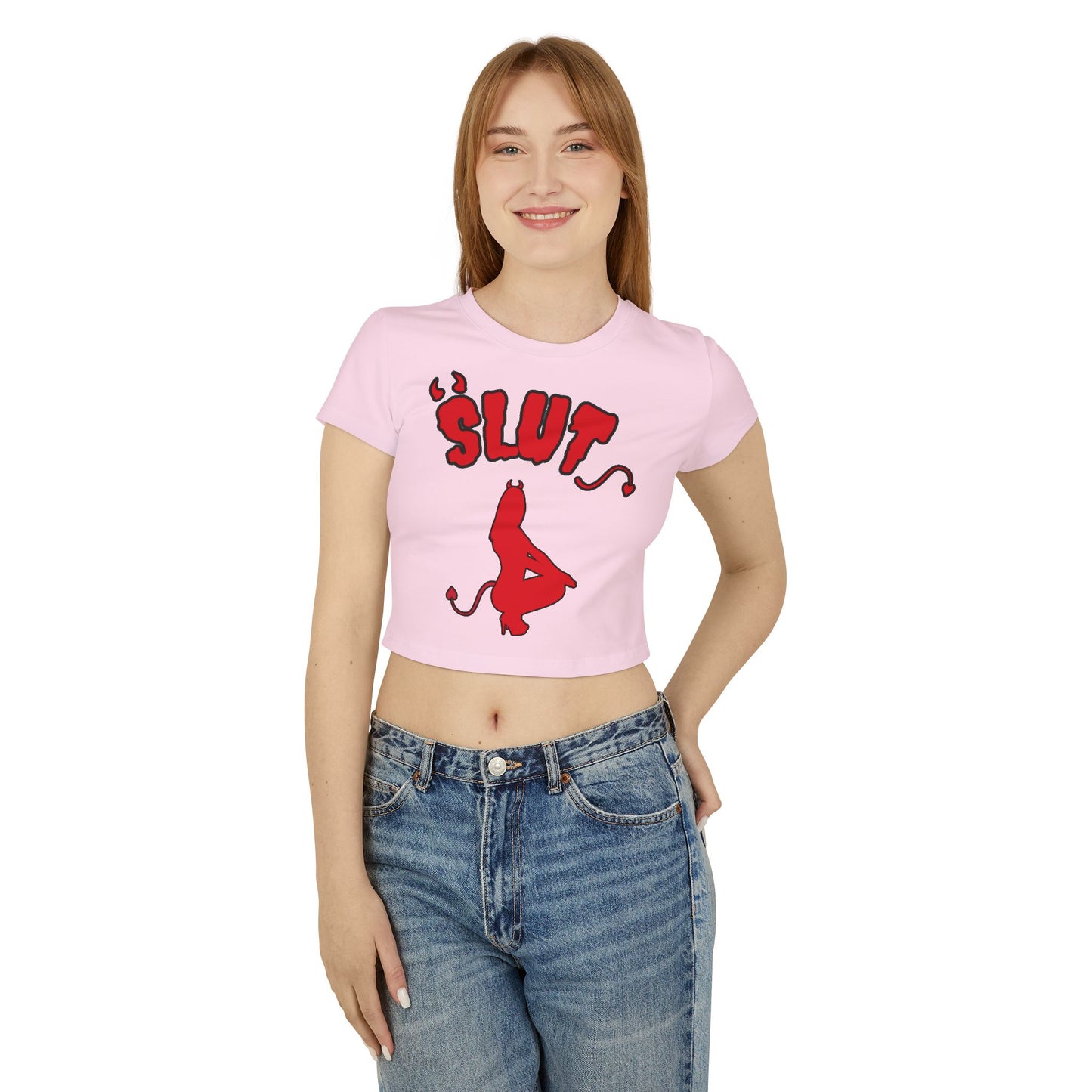 Red Devil 'SLUT' Graphic Women's Baby Tee