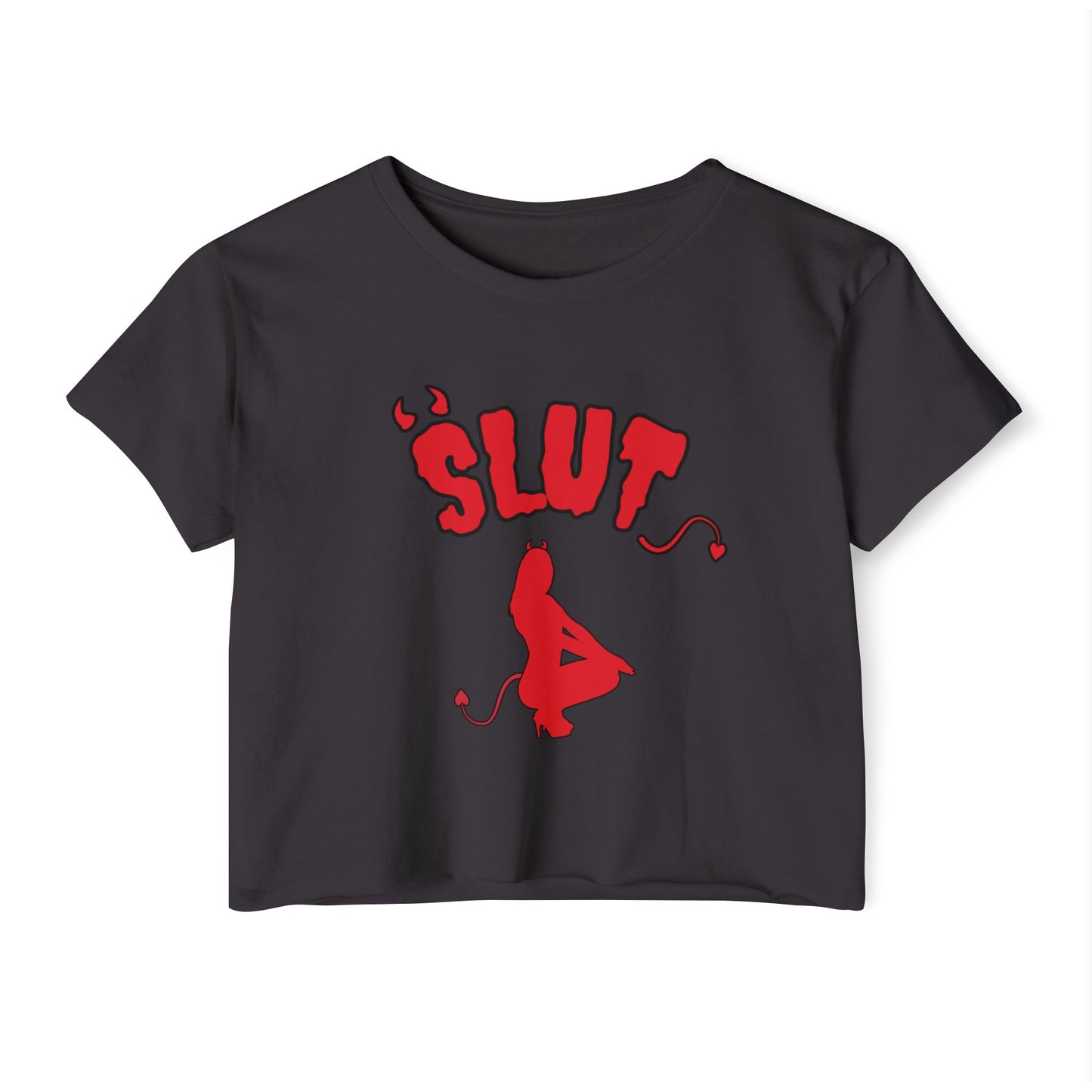 Red Devil 'SLUT' Graphic Women's Festival Crop Tee