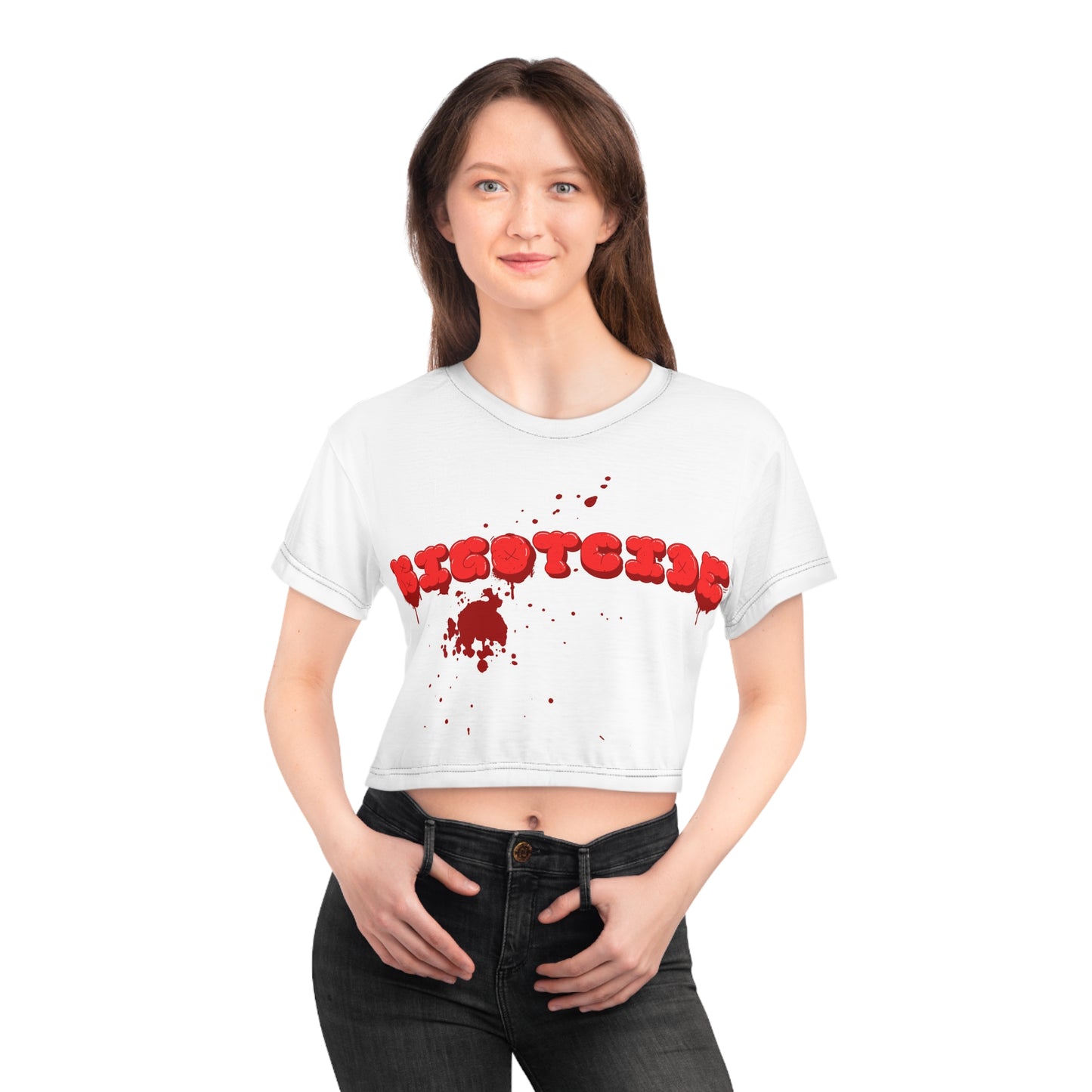 Bloodly Bigotcide Bold Graphic Crop Tee