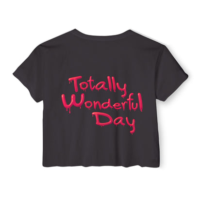 Totally Wonderful Day Crop Top — Silhouette Woman with Flowers Festival Tee