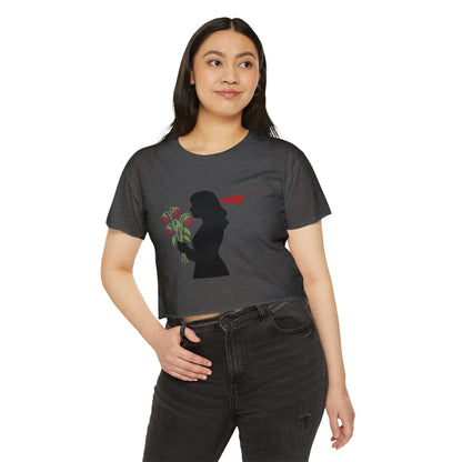 Totally Wonderful Day Crop Top — Silhouette Woman with Flowers Festival Tee