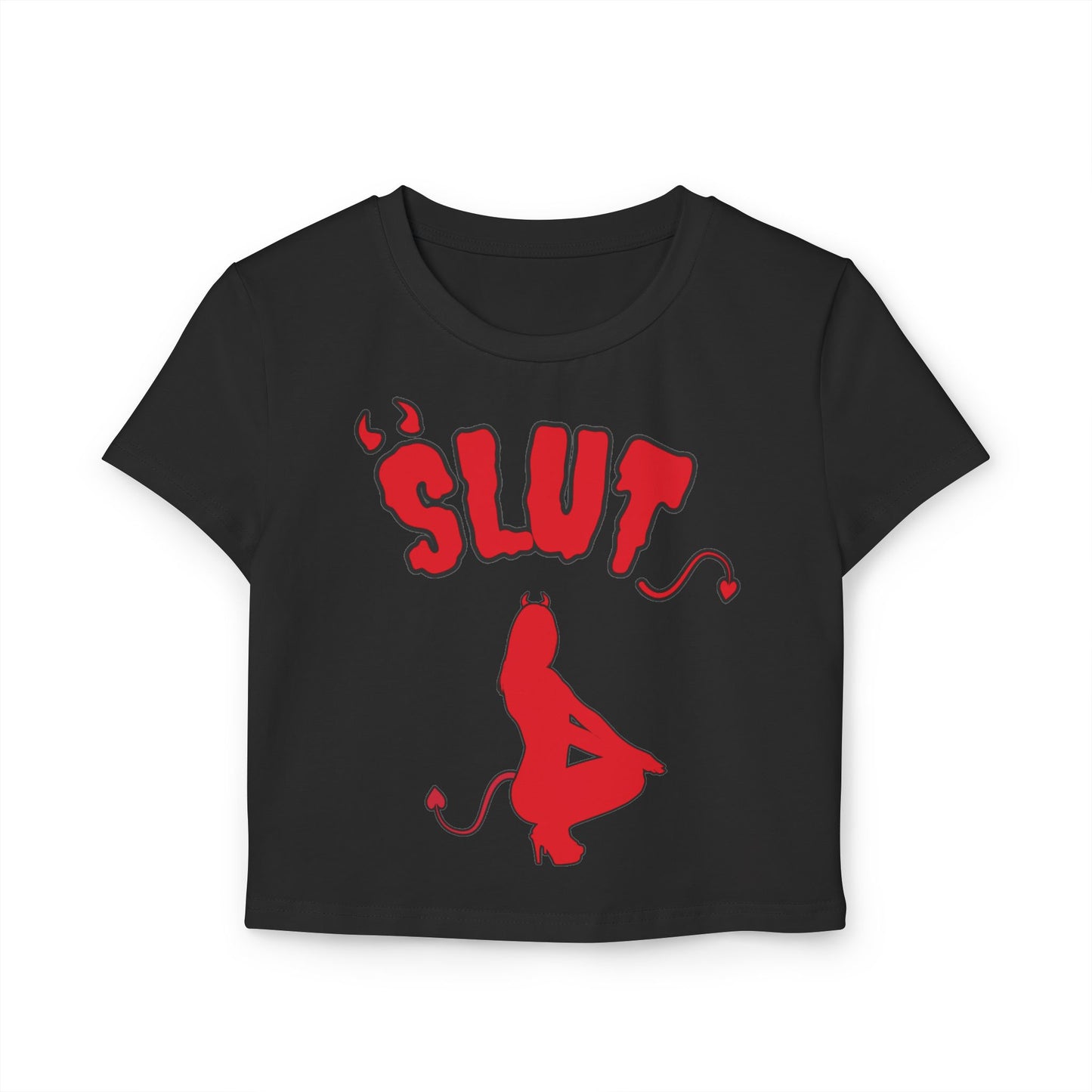 Red Devil 'SLUT' Graphic Women's Baby Tee