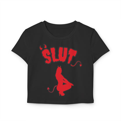 Red Devil 'SLUT' Graphic Women's Baby Tee