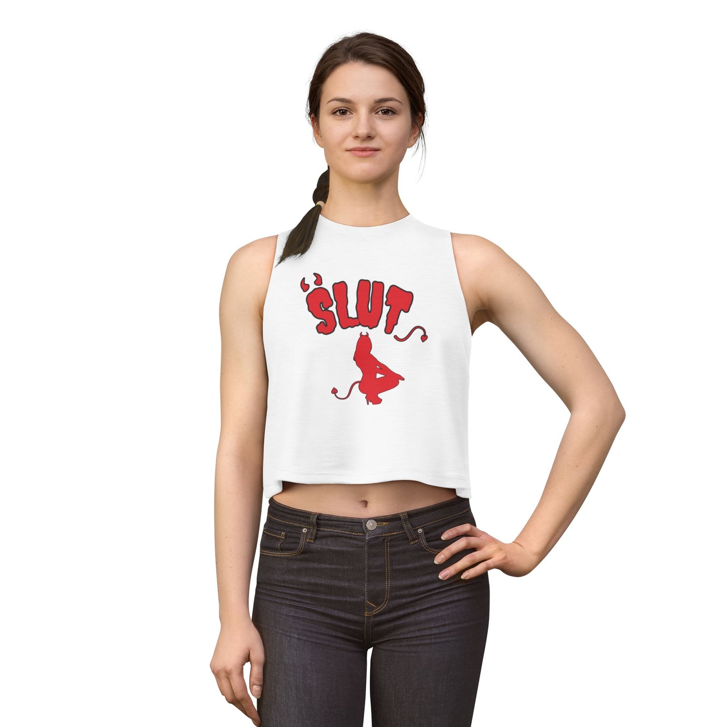 Red Devil SLUT Graphic Crop Top