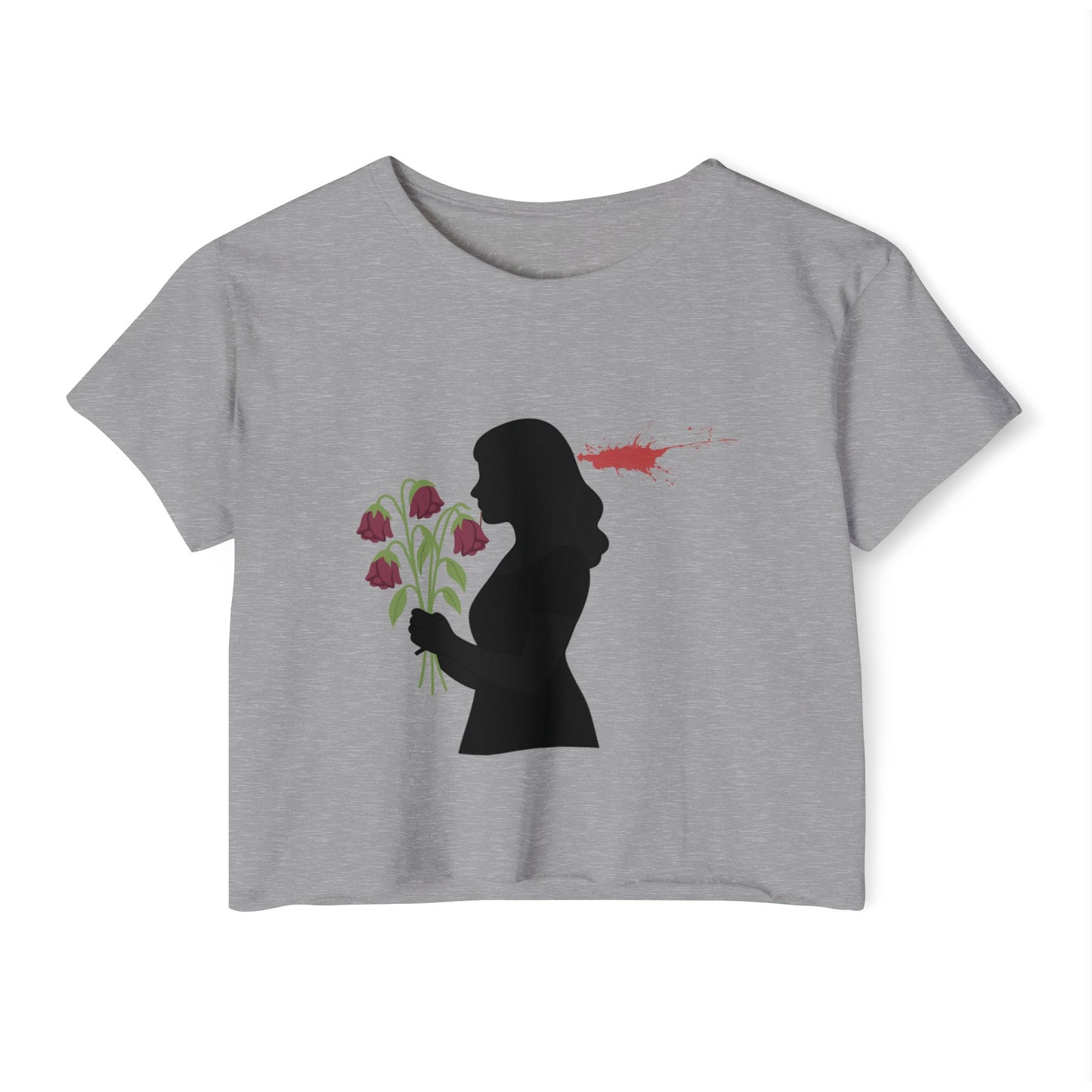Totally Wonderful Day Crop Top — Silhouette Woman with Flowers Festival Tee