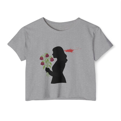 Totally Wonderful Day Crop Top — Silhouette Woman with Flowers Festival Tee