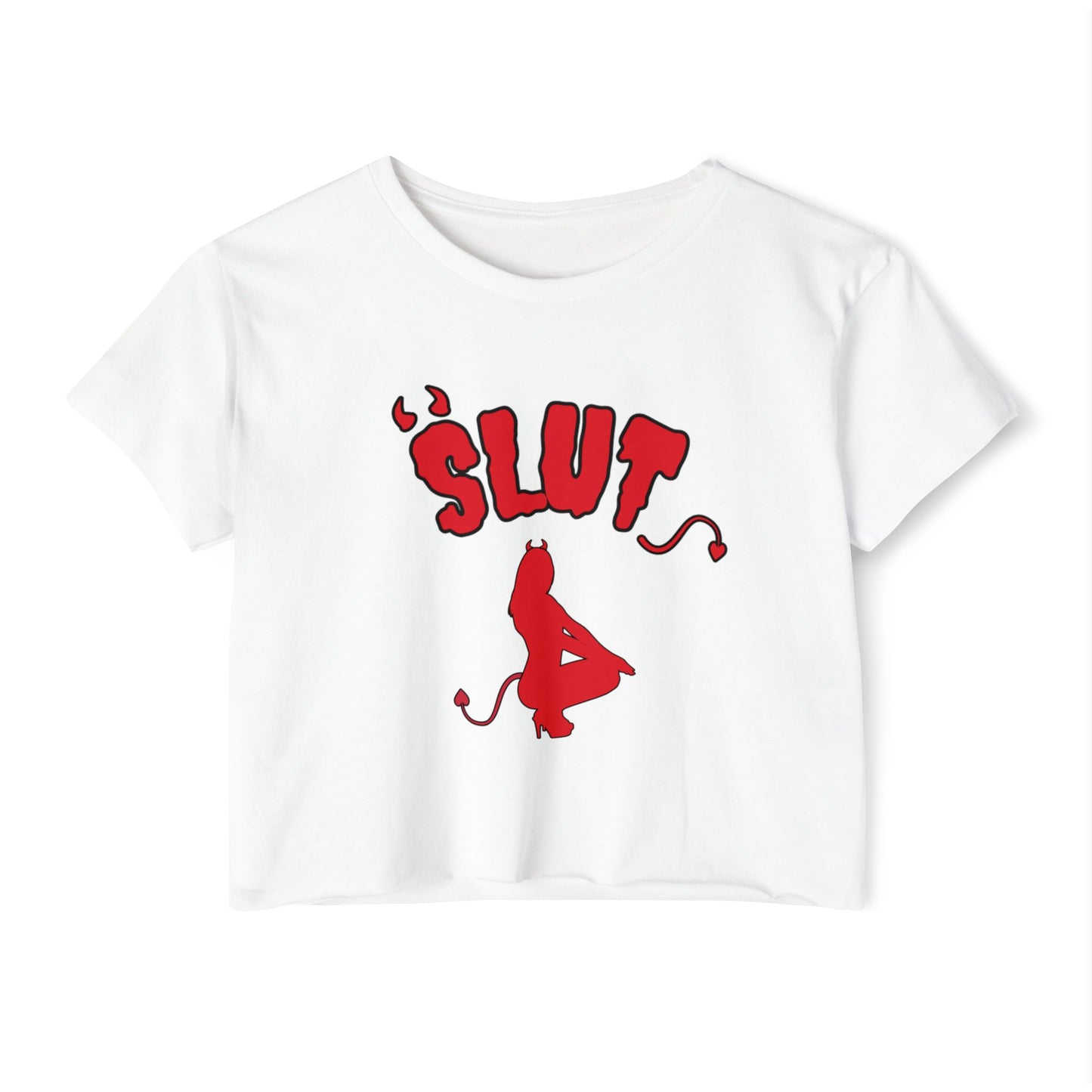 Red Devil 'SLUT' Graphic Women's Festival Crop Tee
