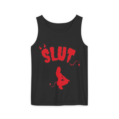 Red Devil 'SLUT' Unisex Garment-Dyed Tank Top